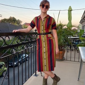 Gorgeous Vintage Midi Dress (Black, Yellow, Red)
